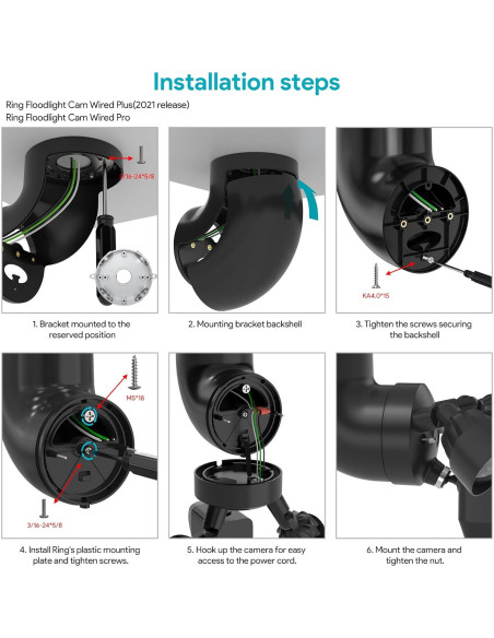 Soporte de Alero para Cámara Ring Blink Wyze SURVADV Negro Soporte de Alero para Cámara Ring Blink Wyze SURVADV Negro