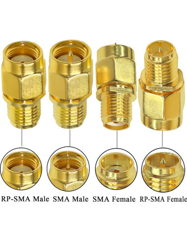 Kit 4 Adaptadores Coaxiales SMA TUOLNK Macho/Hembra 50 Ohm