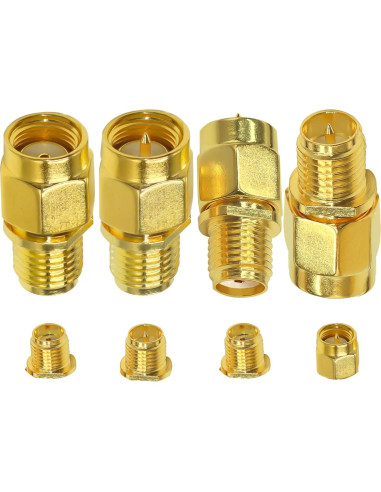 Kit 4 Adaptadores Coaxiales SMA TUOLNK Macho/Hembra 50 Ohm