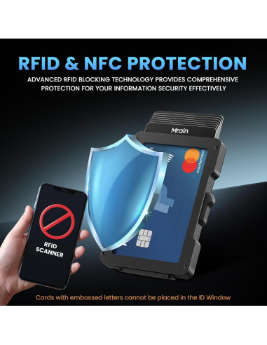 Billetera Minimalista Mrain Negra con Clip de Dinero y RFID