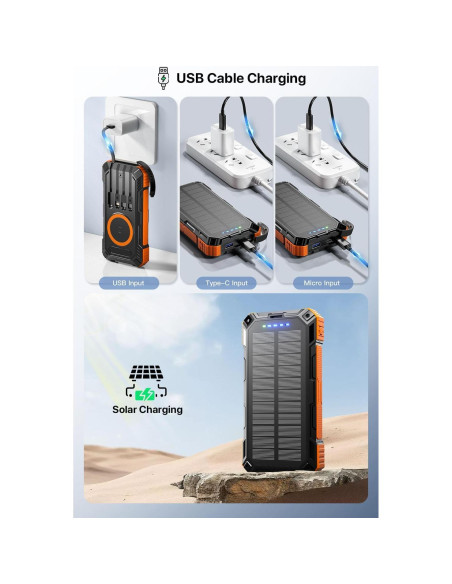 Cargador Solar Power Bank 49800mAh Carga Rápida USB-C 5V/3.1A Cargador Solar Power Bank 49800mAh Carga Rápida USB-C 5V/3.1A