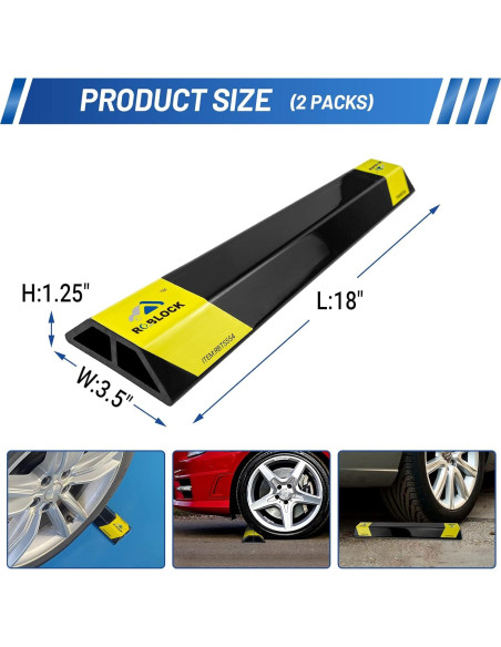 Topes de Estacionamiento ROBLOCK 45.72cm 2 Piezas Goma Amarillo Topes de Estacionamiento ROBLOCK 45.72cm 2 Piezas Goma Amarillo