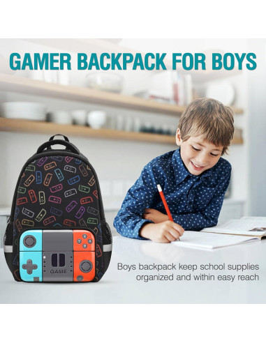 Mochila Escolar TFAUR Gamer 43 cm para Niños 6-14 Años