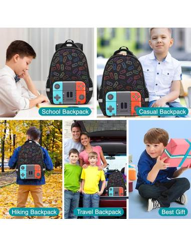 Mochila Escolar TFAUR Gamer 43 cm para Niños 6-14 Años