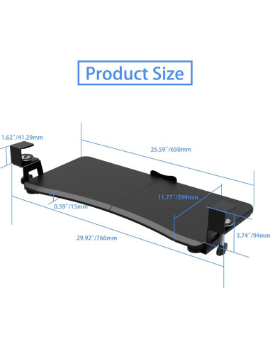 Bandeja de Teclado Bajo Escritorio Suptek 65 cm Ajustable