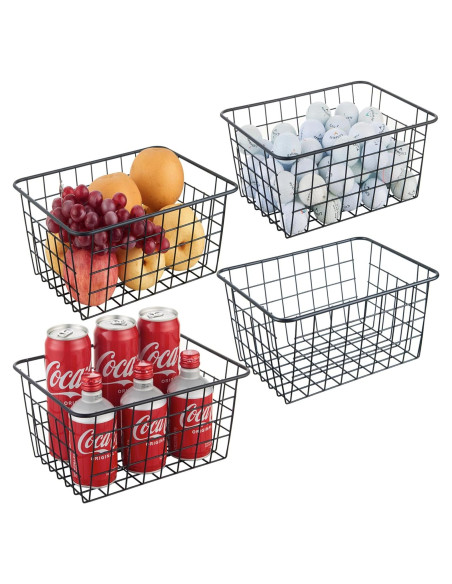 Cesta de Almacenamiento de Alambre JUNCHU CHERRY 4 Piezas Negra Cesta de Almacenamiento de Alambre JUNCHU CHERRY 4 Piezas Negra