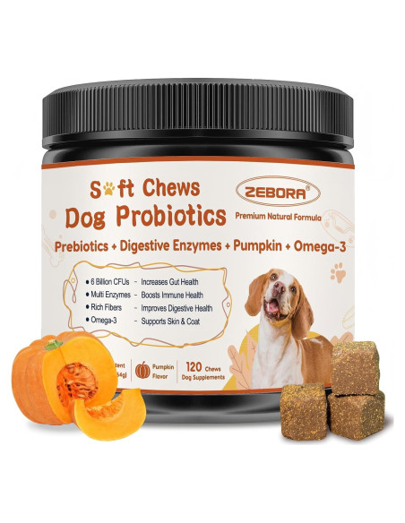 Probioticos para Perros ZEBORA 120 Masticables Sabor Calabaza Probioticos para Perros ZEBORA 120 Masticables Sabor Calabaza