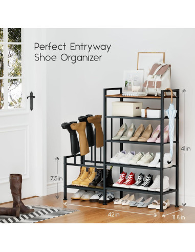 Estante de Zapatos Homsorout 5 Niveles Metal 25 Pares