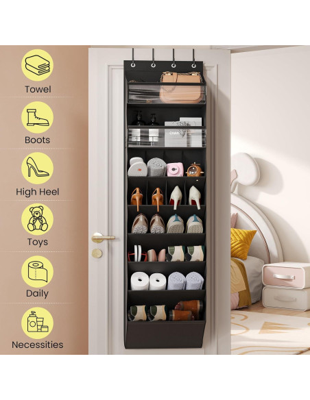 Organizador de Zapatos Colgante Mefirt 8 Niveles Negro Organizador de Zapatos Colgante Mefirt 8 Niveles Negro