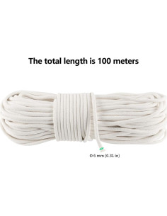 Cuerda de Algodón Trenzada FUNSUEI 100m 8mm Blanca para Manualidades 2