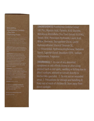 Espuma Limpiadora Profunda Mary&May 150 ml - Houttuynia y Tea Tree