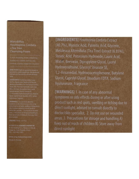 Espuma Limpiadora Profunda Mary&May 150 ml - Houttuynia y Tea Tree Espuma Limpiadora Profunda Mary&May 150 ml - Houttuynia y Tea Tree