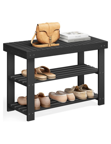 Banco para Zapatos SONGMICS de Bambú 3 Niveles Negro 70.1 cm