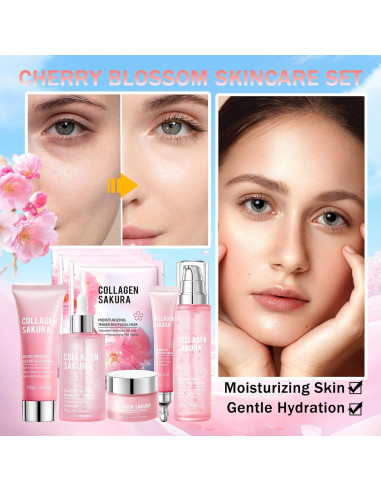 Kit de Cuidado de la Piel Sakura 8 Piezas Hidratante