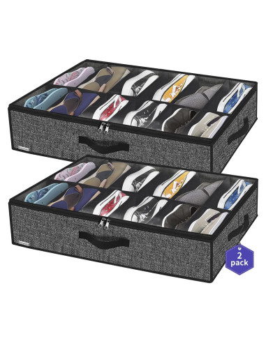 Organizador de Zapatos Bajo la Cama Onlyeasy, 2 Unidades, Negro