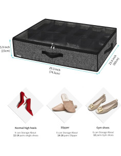 Organizador de Zapatos Bajo la Cama Onlyeasy, 2 Unidades, Negro 2