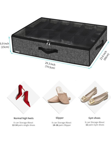 Organizador de Zapatos Bajo la Cama Onlyeasy, 2 Unidades, Negro