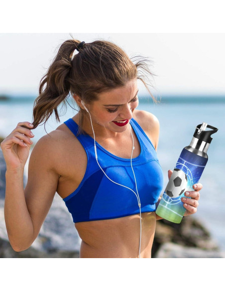 Botella de Agua Deportiva AUUXVA Fútbol 600ml Acero Inoxidable Botella de Agua Deportiva AUUXVA Fútbol 600ml Acero Inoxidable