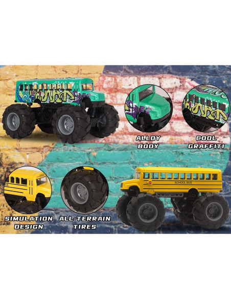 Set de 2 Juguetes Camión Monstruo Autobús Escolar Crelloci Set de 2 Juguetes Camión Monstruo Autobús Escolar Crelloci
