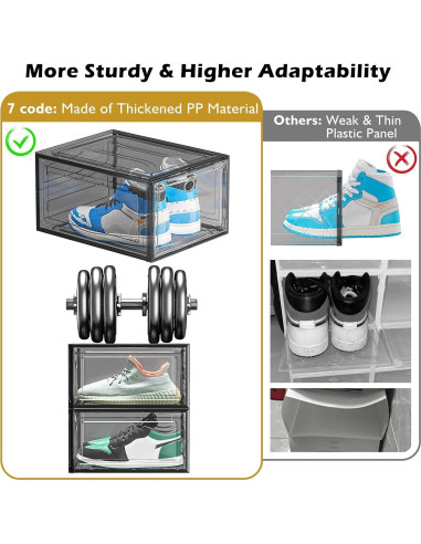 Organizador de Zapatos 7 Code 6 Piezas Negro Apilable con Puerta Magnética