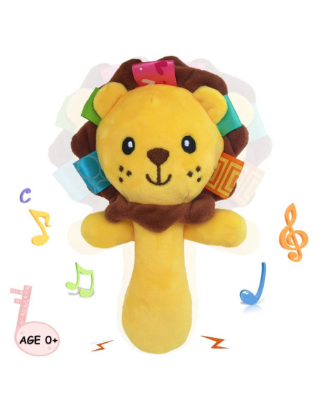 Sonajero de Peluche León RIY para Bebés - 17 cm, Seguro y Colorido Sonajero de Peluche León RIY para Bebés - 17 cm, Seguro y Colorido