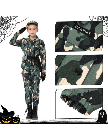 Disfraz de Soldado del Ejército Lumiparty para Niños 5-14 Años Disfraz de Soldado del Ejército Lumiparty para Niños 5-14 Años