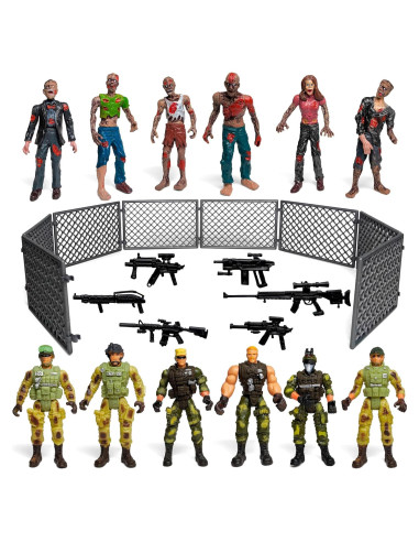 Conjunto de Figuras de Acción Toysvill 12 Piezas Soldados vs Zombies