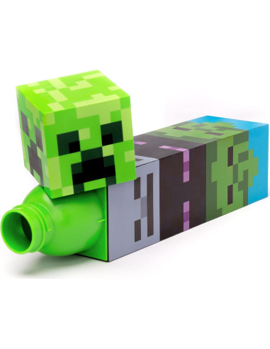 Botella de Agua Minecraft 650ml Verde Cuadrada para Niños