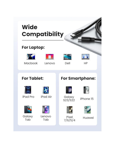 Cable USB C UGREEN 100W 2m Carga Rápida Compatible iPhone Cable USB C UGREEN 100W 2m Carga Rápida Compatible iPhone