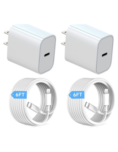 Cargador Rápido USB C 20W para iPhone 14/13/12 - 2 Pack