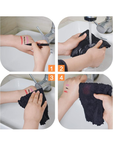 Toalla de limpieza facial reutilizable SUNLAND 30x30cm 12 Pzas Negra