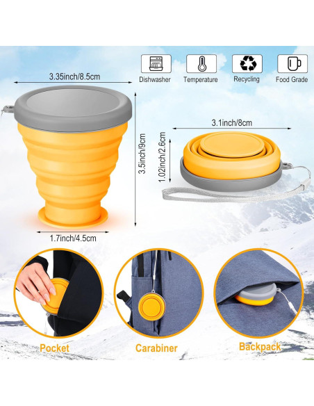 Tazas Colapsables de Silicona Umigy - 9 Piezas 200 ml Tazas Colapsables de Silicona Umigy - 9 Piezas 200 ml