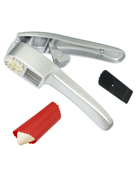 Prensa de Ajo QPQ 2-en-1 de Aluminio con Limpiador Integrado Prensa de Ajo QPQ 2-en-1 de Aluminio con Limpiador Integrado