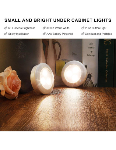 Luz Puck LED Inalámbrica LUXSWAY, 60 Lúmenes, Paquete de 3
