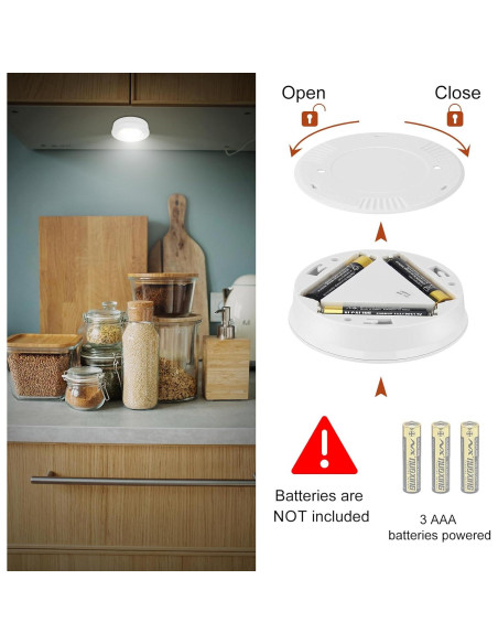 Luz Puck LED Inalámbrica LUXSWAY, 60 Lúmenes, Paquete de 3 Luz Puck LED Inalámbrica LUXSWAY, 60 Lúmenes, Paquete de 3