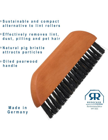 Cepillo de Ropa Redecker de Cerda Natural 14 cm Madera Peral