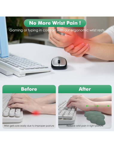 Reposamuñecas Ergonómico MoKo Nube Verde para Teclado y Ratón