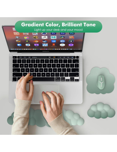 Reposamuñecas Ergonómico MoKo Nube Verde para Teclado y Ratón Reposamuñecas Ergonómico MoKo Nube Verde para Teclado y Ratón