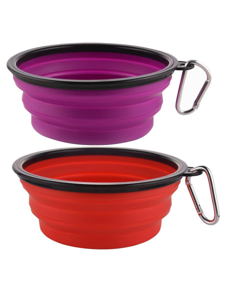 Tazones Plegables para Perros Guardians 34oz 2 Piezas Púrpura y Rojo Tazones Plegables para Perros Guardians 34oz 2 Piezas Púrpura y Rojo