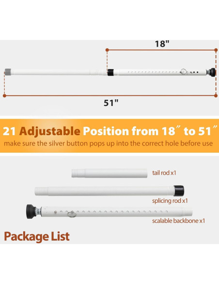 Barra de Seguridad Ajustable Feblomst para Puertas Corredizas 45.72-129.54 cm - Blanca Barra de Seguridad Ajustable Feblomst para Puertas Corredizas 45.72-129.54 cm - Blanca