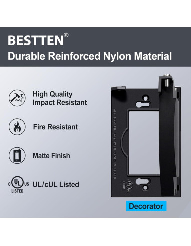 Cubierta de Placa de Pared Exterior BESTTEN 3 Unidades Negra