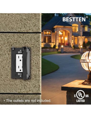 Cubierta de Placa de Pared Exterior BESTTEN 3 Unidades Negra