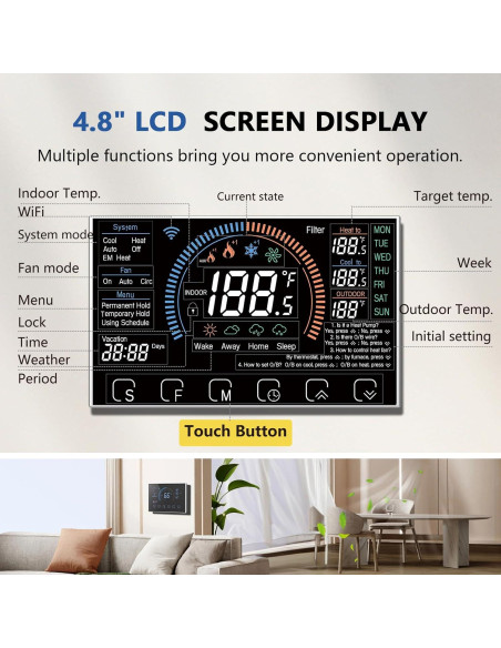 Termostato Inteligente WiFi BSEED ST-01 - Pantalla Táctil, Programable 7 Días, Control por Voz Termostato Inteligente WiFi BSEED ST-01 - Pantalla Táctil, Programable 7 Días, Control por Voz