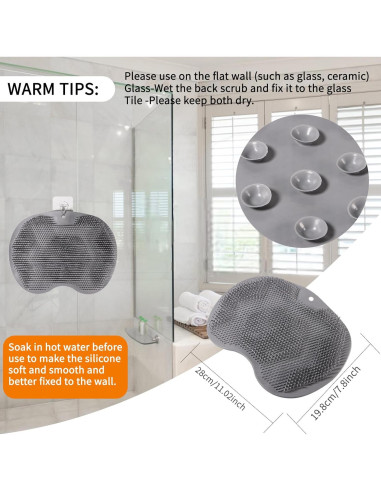 Fregador de pies de silicona RARKVEN - 3 Pack con ventosas