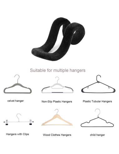 Ganchos Conectores para Perchas Mlici 60 Pcs Terciopelo Negro