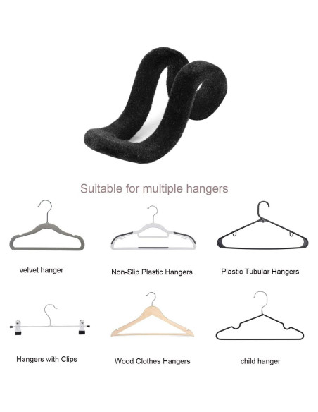 Ganchos Conectores para Perchas Mlici 60 Pcs Terciopelo Negro Ganchos Conectores para Perchas Mlici 60 Pcs Terciopelo Negro
