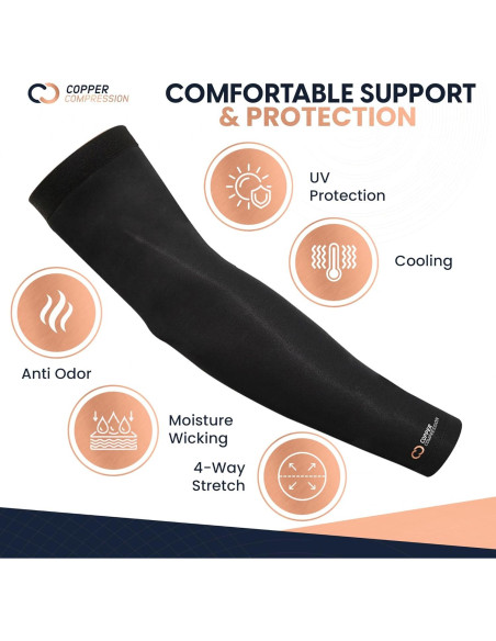 Manga de Compresión de Cobre Copper Compression - Mediana - Negro Manga de Compresión de Cobre Copper Compression - Mediana - Negro