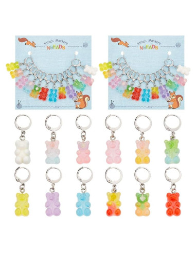 Marcadores de Puntos de Tejer NBEADS 24 Pcs Oso 3.5 cm
