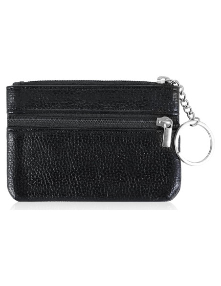 Monedero de Cuero PU Negro para Mujeres con Doble Cremallera Monedero de Cuero PU Negro para Mujeres con Doble Cremallera