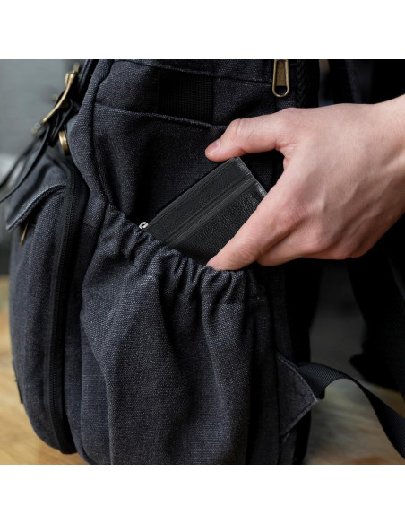 Monedero de Cuero PU Negro para Mujeres con Doble Cremallera Monedero de Cuero PU Negro para Mujeres con Doble Cremallera